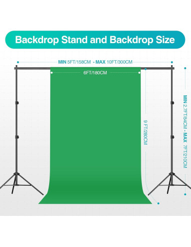 Kit de Iluminación Fotográfica EMART con Soporte 2.13m y Fondos
