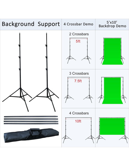 Kit de Iluminación Fotográfica LINCO 2400W con Fondo Negro 3x Kit de Iluminación Fotográfica LINCO 2400W con Fondo Negro 3x