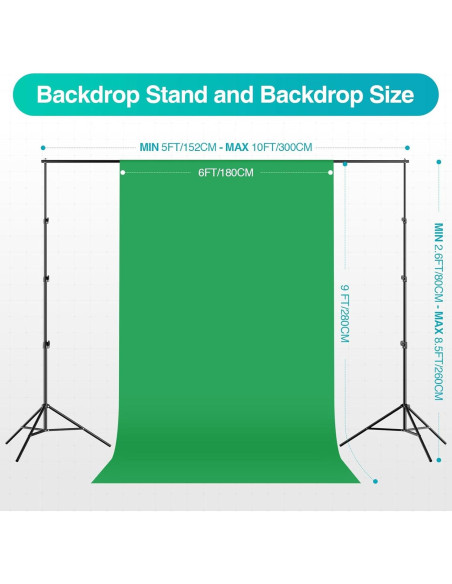 Kit de Soporte de Fondo EMART 2.6x3.0m con Iluminación LED 50W Kit de Soporte de Fondo EMART 2.6x3.0m con Iluminación LED 50W
