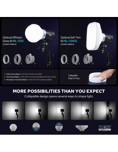 Luz de Video LED Godox ML30Bi Portátil Bi-Color 2800K-6500K
