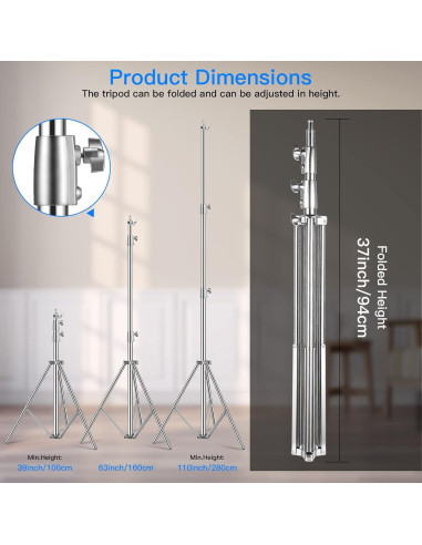 Soporte de Luz Pesado SUPON 2.8m con Amortiguación y Adaptador