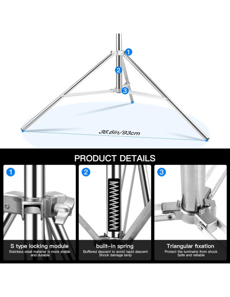 Soporte de Luz Pesado SUPON 2.8m con Amortiguación y Adaptador Soporte de Luz Pesado SUPON 2.8m con Amortiguación y Adaptador