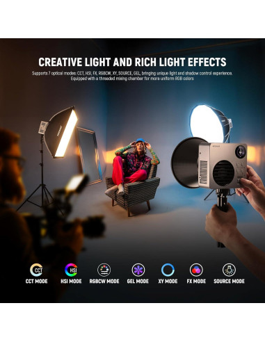 Luz de Video NEEWER HB80C RGBWW 80W con Batería 72Wh