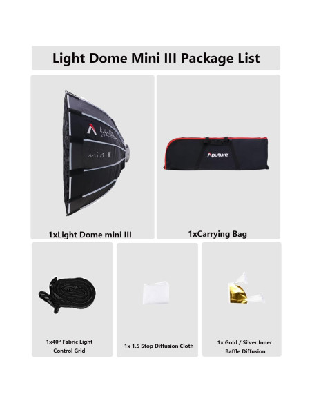 Softbox Aputure Light Dome Mini III 60cm Bowens Plegable Softbox Aputure Light Dome Mini III 60cm Bowens Plegable
