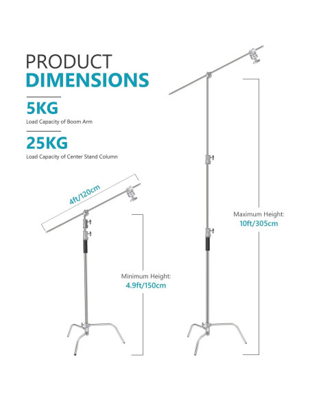 Soporte de Luz C-Stand Neewer 3m Ajustable con Brazo 1.2m Soporte de Luz C-Stand Neewer 3m Ajustable con Brazo 1.2m