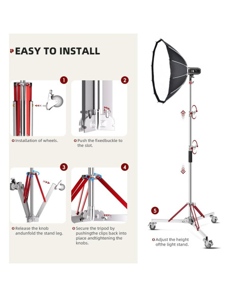 Soporte C-Stand Ajustable SAVWAY 10ft (305cm) con Ruedas Soporte C-Stand Ajustable SAVWAY 10ft (305cm) con Ruedas
