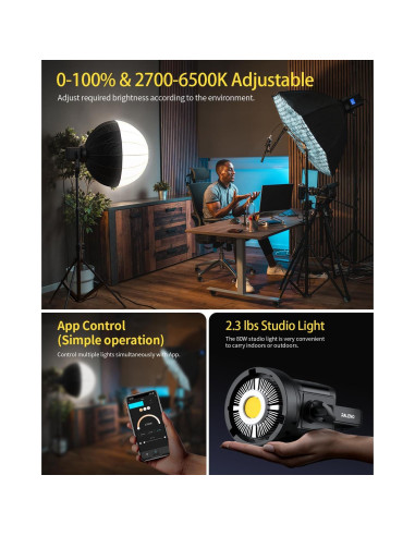 Luz LED de Video RaLeno 80W Bi Color 2700-6500K con APP