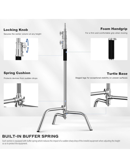 Soporte C de Alta Resistencia 210cm con Brazo y Bolsa de Arena Soporte C de Alta Resistencia 210cm con Brazo y Bolsa de Arena