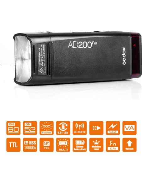 Godox AD200 Pro Estroboscópico Monolight 200Ws 2.4G Godox AD200 Pro Estroboscópico Monolight 200Ws 2.4G