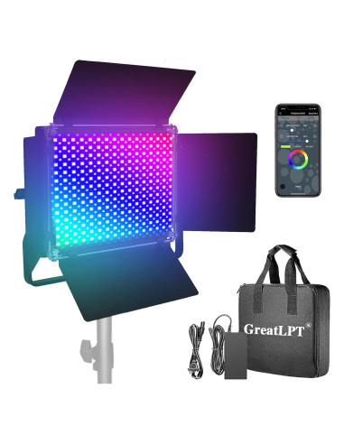 Kit de Iluminación Fotográfica RGB 50W GreatLPT con Control APP