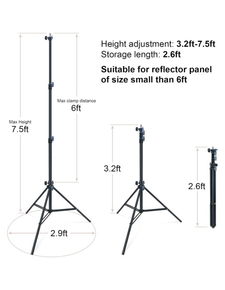 Soporte de Fotografía LINCO 228.6 cm con Reflector Integrado Soporte de Fotografía LINCO 228.6 cm con Reflector Integrado