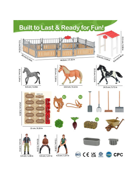 Juego de Establo de Caballos DuDuMo con 3 Caballos y 2 Jinetes Juego de Establo de Caballos DuDuMo con 3 Caballos y 2 Jinetes