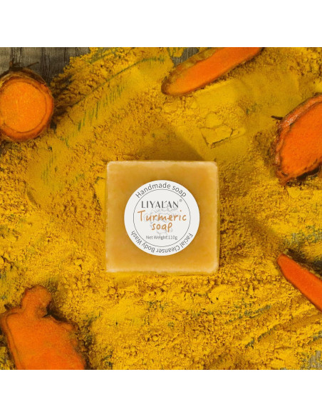 Jabón de Cúrcuma LIYALAN 109.6g Natural Vegano para Piel Sensible Jabón de Cúrcuma LIYALAN 109.6g Natural Vegano para Piel Sensible