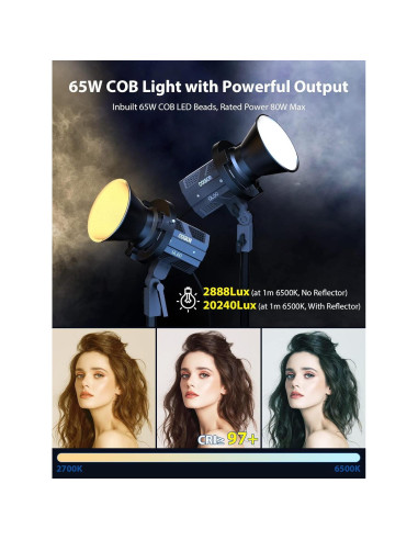 Luz de Video COLBOR CL60 65W COB LED Bicolor 2700K-6500K