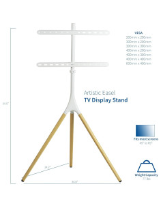 Soporte de Caballete Artístico VIVO para TV 45-65" Blanco Madera 2
