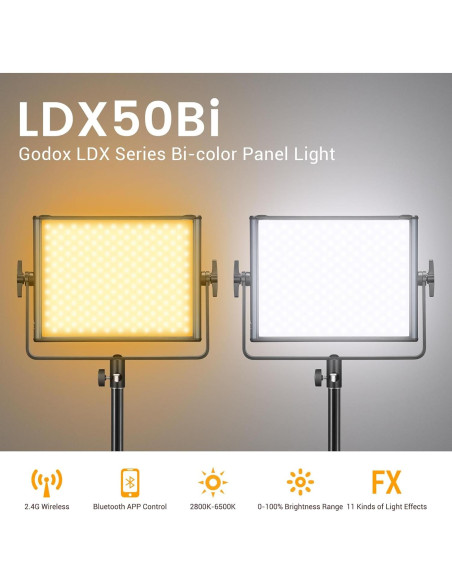 Luz de Video LED Bicolor Godox LDX50Bi 65W 2800K-6500K Luz de Video LED Bicolor Godox LDX50Bi 65W 2800K-6500K