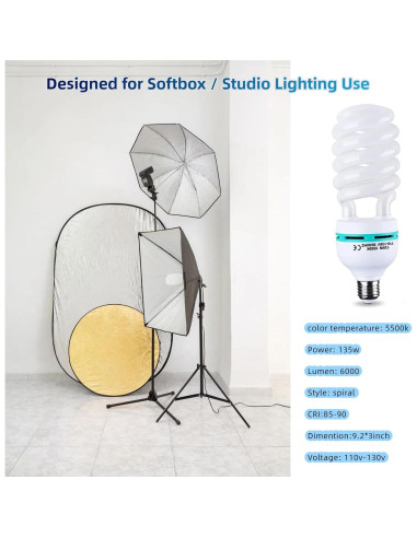 Bombilla CFL 135W 5500K E27 para Softbox Fotografía