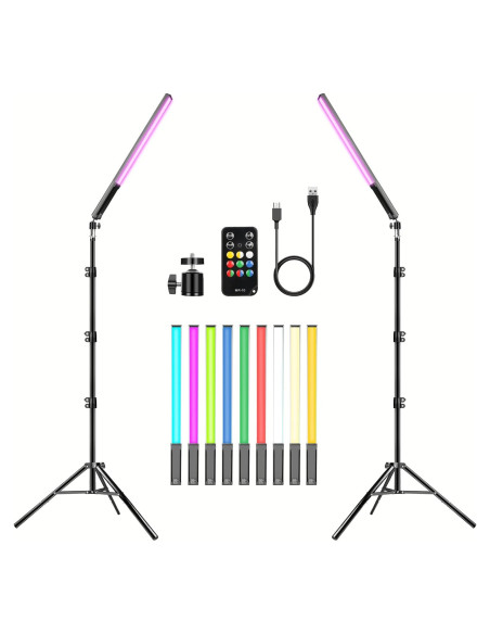 Luz Fotográfica LED RGB Portátil Hagibis 2 Pack 1000 Lúmenes Luz Fotográfica LED RGB Portátil Hagibis 2 Pack 1000 Lúmenes