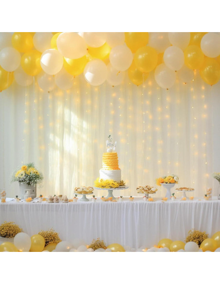 Cortina de tul marfil con luces 2 paneles 5x10 pies Cortina de tul marfil con luces 2 paneles 5x10 pies