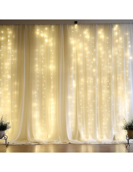 Cortina de Chiffon Beige con Luces LED 2 Paneles 5x10 pies Cortina de Chiffon Beige con Luces LED 2 Paneles 5x10 pies
