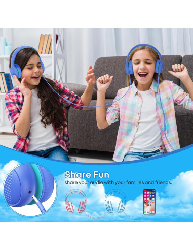 Auriculares con Cable Gorsun GS-A66 para Niños Azul 85dB