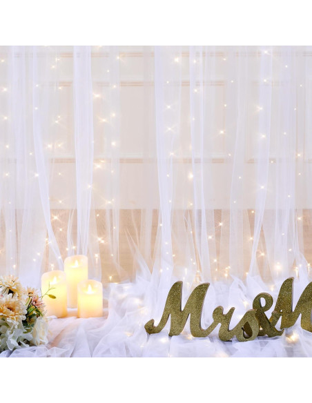 Cortina de fondo blanca con luces Suppromo 3m x 3m para fiestas Cortina de fondo blanca con luces Suppromo 3m x 3m para fiestas