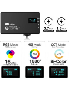 Luz de Cámara RGB Pixel MD25 con Batería 4000mAh y 10 Efectos 2