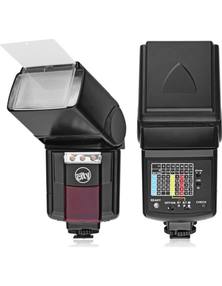 Flash Automático Circuit City CC-125 con Luz LED y Accesorios Flash Automático Circuit City CC-125 con Luz LED y Accesorios