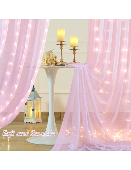Cortina de Tulle Rosa con Luces Shillance 5x10 pies 2 Paneles Cortina de Tulle Rosa con Luces Shillance 5x10 pies 2 Paneles