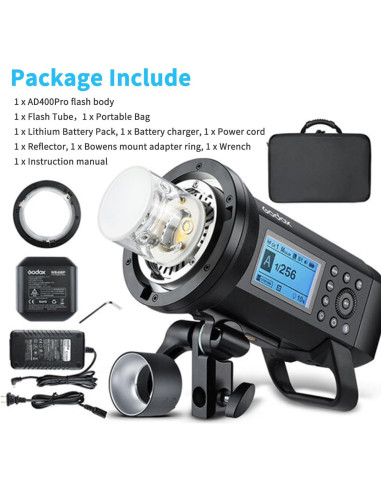 Flash Estroboscópico Godox AD400Pro 400W Portátil TTL 2.4G
