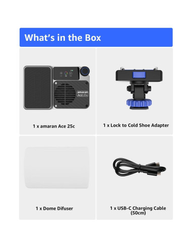 Luz de Video Portátil Amaran Ace 25c 25W RGB CRI 95+ Plata