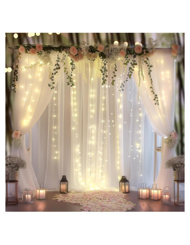 Cortinas de Tul Blancas HAEFOO con Luces LED 1.52x3.05m