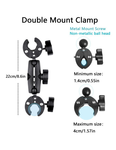 Abrazadera Doble Ajustable TEKCAM para Cámara y Accesorios