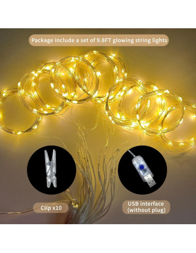 Cortinas de Tul Blancas HAEFOO con Luces LED 1.52x3.05m