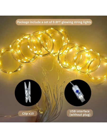 Cortinas de Tul Blancas HAEFOO con Luces LED 1.52x3.05m Cortinas de Tul Blancas HAEFOO con Luces LED 1.52x3.05m