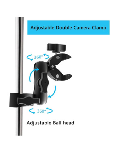 Abrazadera Doble Ajustable TEKCAM para Cámara y Accesorios