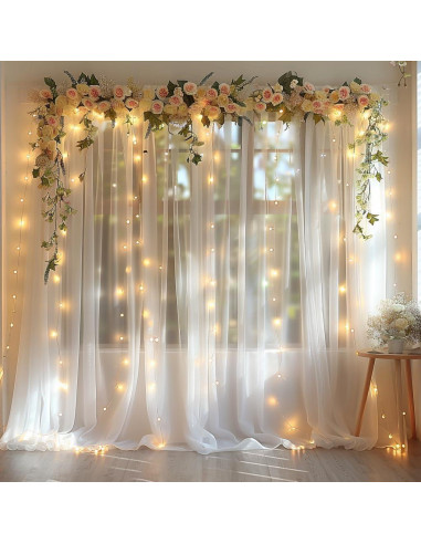 Cortinas de Tul Blancas HAEFOO con Luces LED 1.52x3.05m