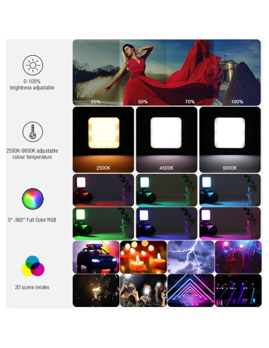 Luz LED RGB Portátil Tianwide para Fotografía y Video