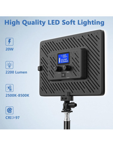 Kit de Luz de Video LED Kmasic 2 Paneles 2500K-8500K 4000mAh