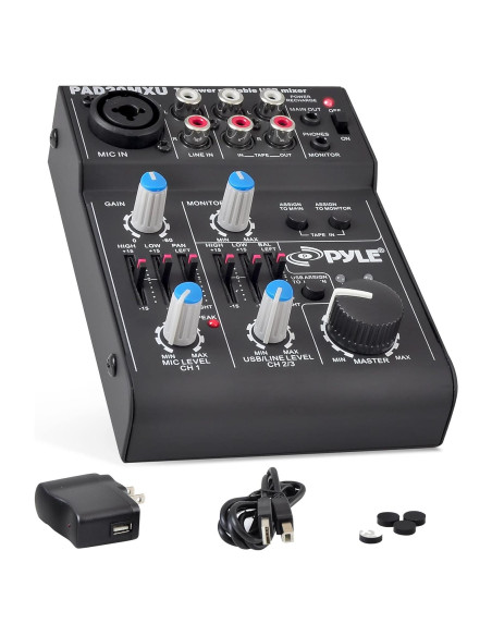 Mezclador de Audio Pyle PAD20MXU 5 Canales USB Bajo Ruido Mezclador de Audio Pyle PAD20MXU 5 Canales USB Bajo Ruido