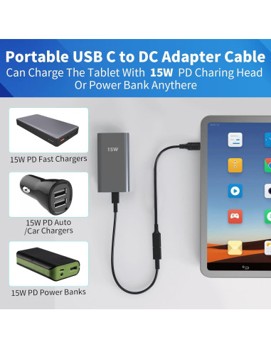 Cable Adaptador USB-C a DC 5.5x2.5mm JLY 1m 2Pack Carga Rápida