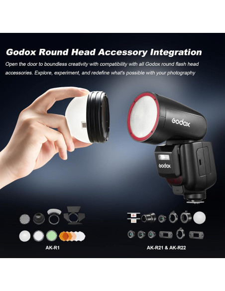 Flash Godox V1 Pro U TTL para Olympus y Panasonic con Accesorios Flash Godox V1 Pro U TTL para Olympus y Panasonic con Accesorios