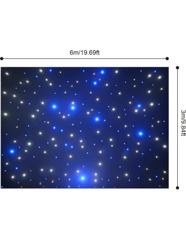 Cortina LED 6x3m Fenorel Azul y Blanca con Control Remoto