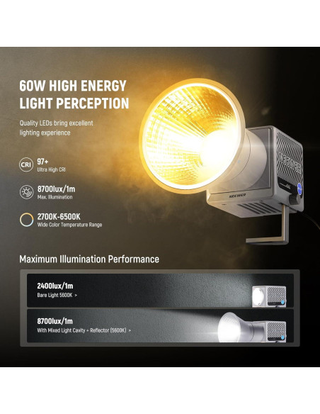 Luz LED RGB Portátil NEEWER HS60C 60W 2700-6500K con Control APP Luz LED RGB Portátil NEEWER HS60C 60W 2700-6500K con Control APP