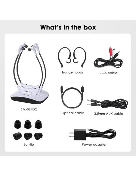 Auriculares Inalámbricos SIMOLIO SM-824D2 para TV con Batería Auriculares Inalámbricos SIMOLIO SM-824D2 para TV con Batería