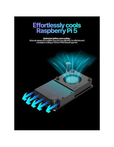 Enfriador Activo Argon para Raspberry Pi 5 - Disipador y Ventilador PWM 30mm