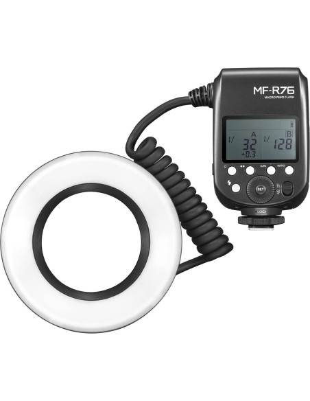 Flash Anular Macro Godox MF-R76 para Cámaras Sony, Canon, Nikon Flash Anular Macro Godox MF-R76 para Cámaras Sony, Canon, Nikon