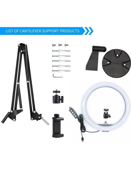 Soporte de Pared para Webcam Acetaken con Luz de Anillo 25cm Soporte de Pared para Webcam Acetaken con Luz de Anillo 25cm