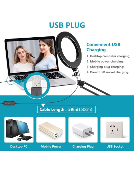 Soporte de Pared para Webcam Acetaken con Luz de Anillo 25cm Soporte de Pared para Webcam Acetaken con Luz de Anillo 25cm