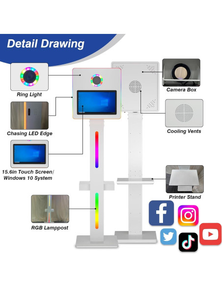 Cabina de Fotos Espejo Portátil Enwozp 15.6" con Maleta Cabina de Fotos Espejo Portátil Enwozp 15.6" con Maleta